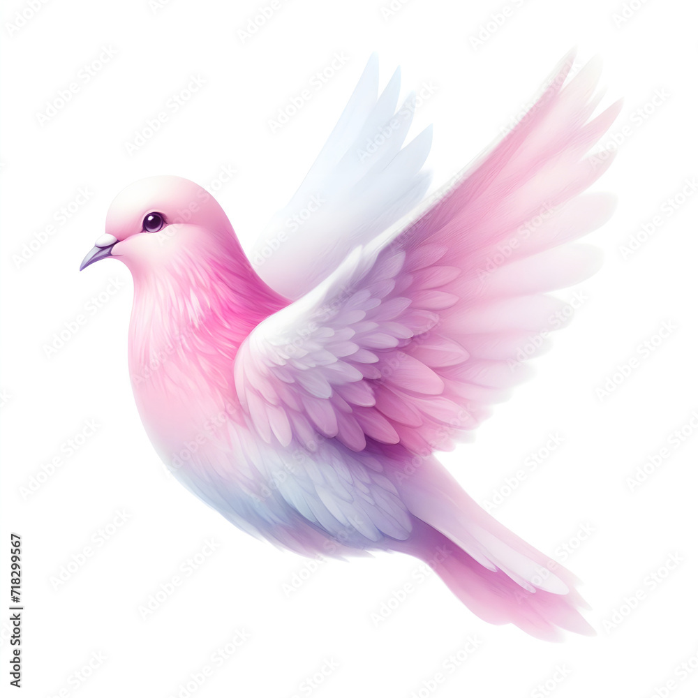 Fototapeta premium pink pastel pigeon bird watercolor paint for card decor