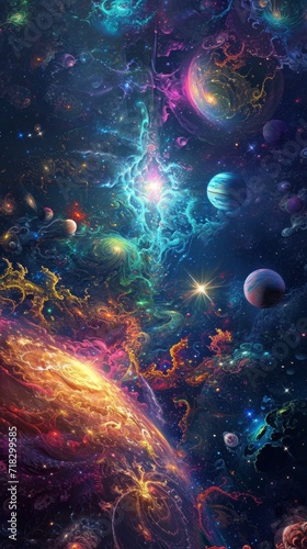 Colorful Space Filled With Planets and Stars