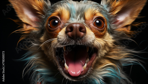 Cute puppy portrait, close up, looking at camera generated by AI © Jemastock