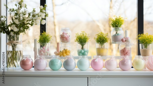  a window sill filled with vases filled with different types of flowers and small vases filled with fake flowers.