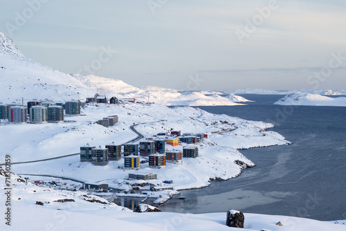 Winter Landscape of an arctic city, Nuuk - Greenland