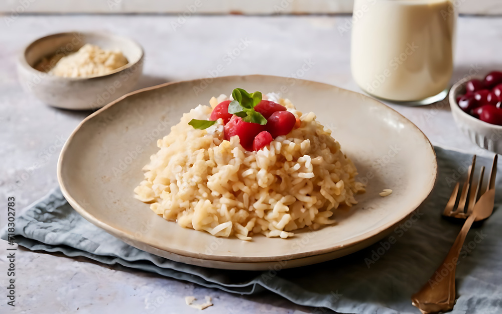 Capture the essence of Arroz Con Leche in a mouthwatering food photography shot Capture the essence of Arroz Con Leche in a mouthwatering food photography shot