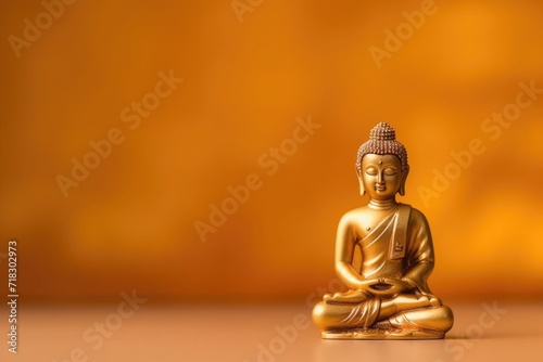Mahavir Jayanti  bronze figure of the deity  The Lord Buddha  golden background  place for text  banner