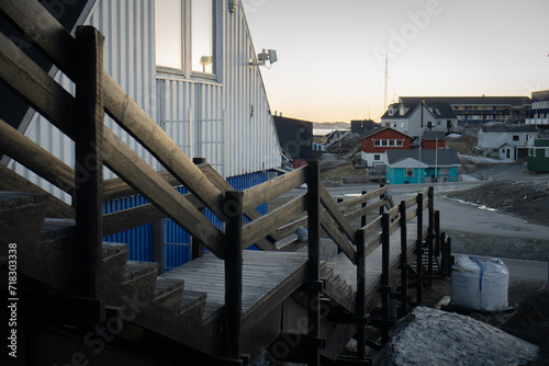 old staircase going towards the buildings - Nuuk, Greenland