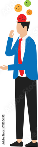 Mood disorder and bipolar emotion turn metal problem, depression person Confused inner feelings that lead to stress, anxiety and life crises. Suffering contrasts positive and negative states.
