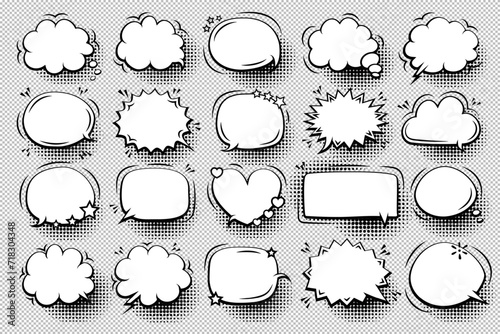 Collection of comic book speech bubbles on a transparent background vector 10 eps photo