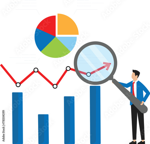 Data Analyst and Showing business team researching big data statistics, market research data analysis, analyzing business data or financial report concept 