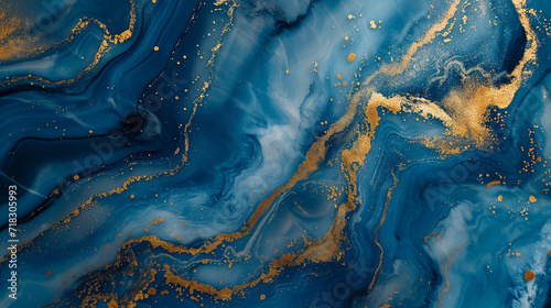 Dark blue and gold marble background