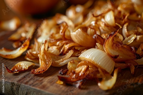 Crispy Roasted Onions as a textured background. Dried fried onions Roasted Onions