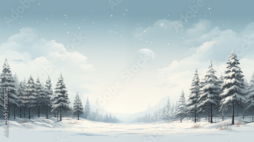 Minimalistic Winter Forest, snow, natural beauty