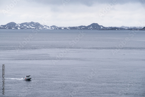 Winter landscape photo of the vast ocean, in Greenland