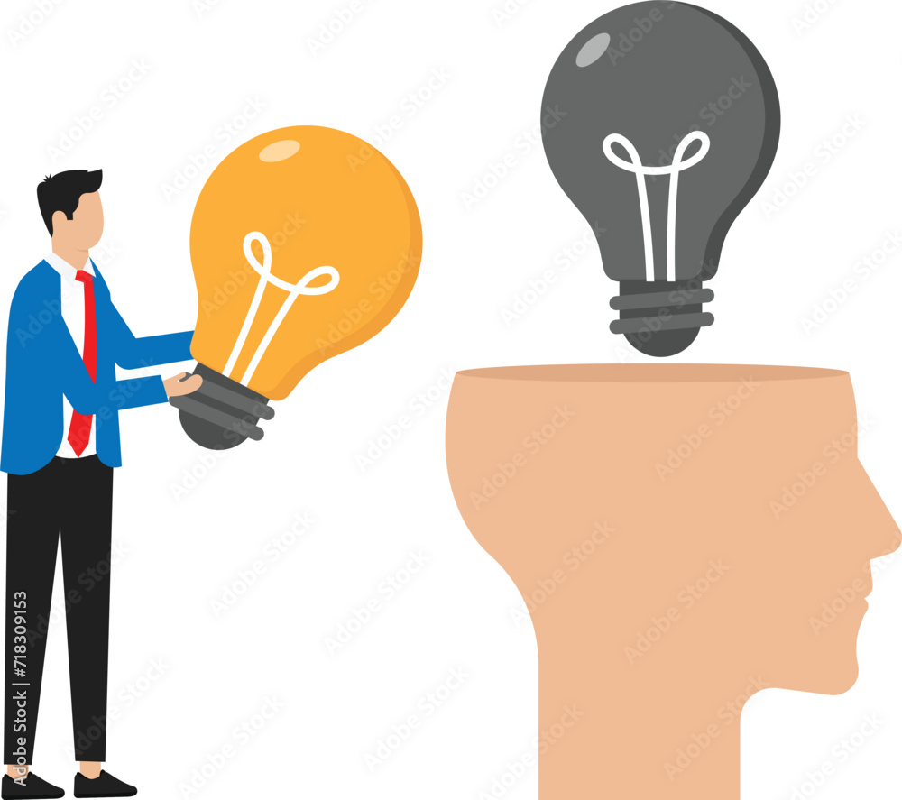 human head with dead light bulb Mentor's hand gives new ideas. Concept of brainstorming improvement of thinking. Guidance business coach helps startup development concept
human head with dead light bulb Mentor's hand gives new ideas. Concept of brainstorming improvement of thinking. Guidance business coach helps startup development concept