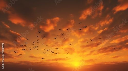  a flock of birds flying in the sky at sunset or sunrise or sunset over the ocean with a flock of birds flying in the sky at sunset or sunset or sunset or sunset or sunset.