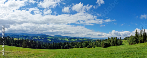 panoramic view of the Tatras and Beskydy mountains. Poland