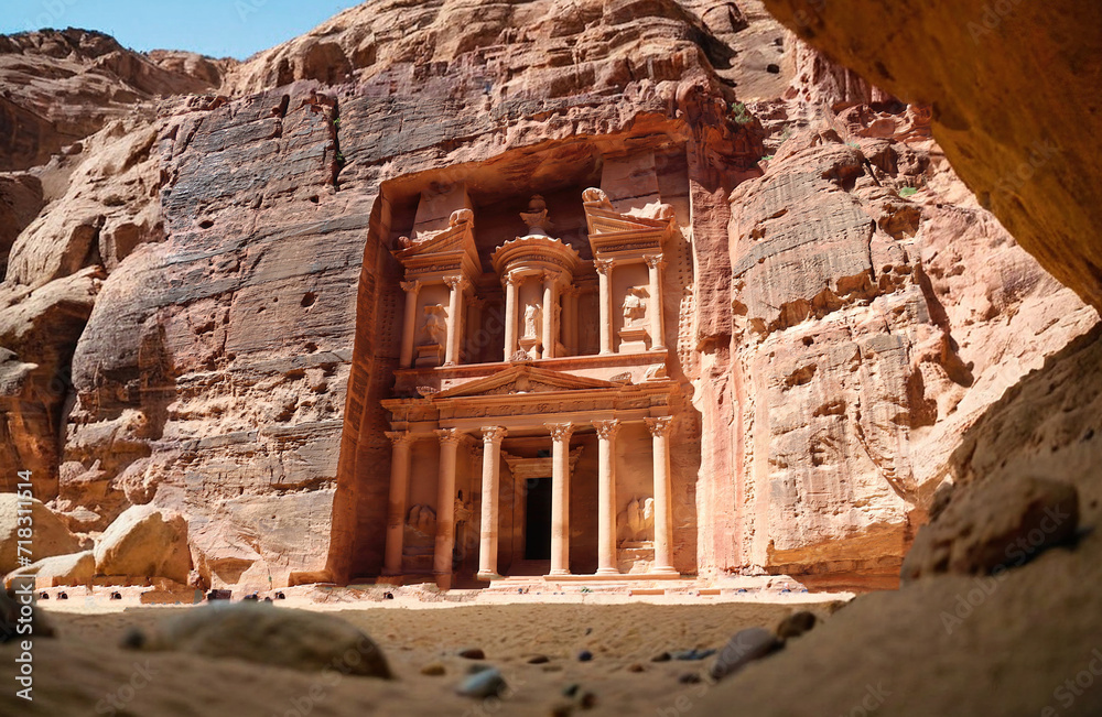 El Khazneh, also known as The Treasury, is one of the tourist attractions is an extraordinary work of art (Petra, Jordania)