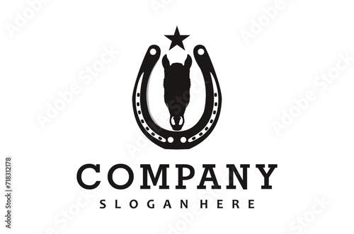 Shoe Horse Horseshoe Star for Country Western Cowboy Ranch logo design inspiration