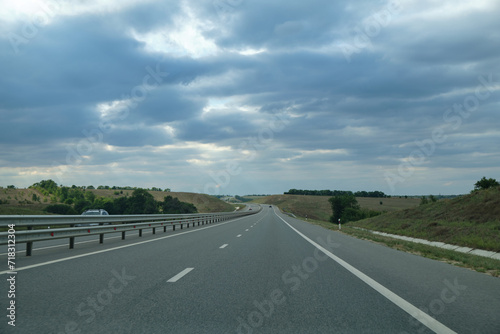 traveling by car along the roads of Russia