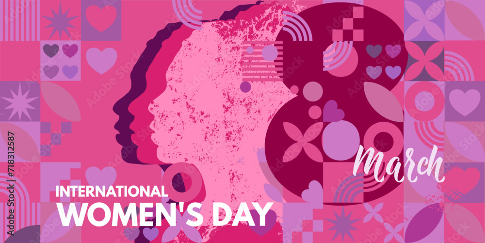 8 March. International Women's Day, vector illustration, card, banner, 