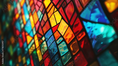 Stained Glass Window Background with Colorful Design