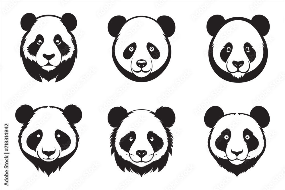 Silhouette Vector design of a 'Panda icon Silhouette Vector design of a 'Panda icon
