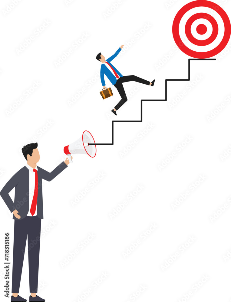 motivating employees or the team to move forward to achieve targets, guiding coworkers to achieve goals motivation, businessman boss talking with megaphone to move team forward.
motivating employees or the team to move forward to achieve targets, guiding coworkers to achieve goals motivation, businessman boss talking with megaphone to move team forward.