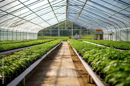 Modern, industrial greenhouse for growing vegetables and herbs. Argoproduction
