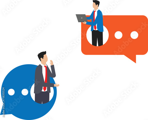 Chatting with team members, Show virtual Dating and relationship app. Chat bubble and Chat with friends and send new messages, Perfect for landing page, UI, web, app introduction card
