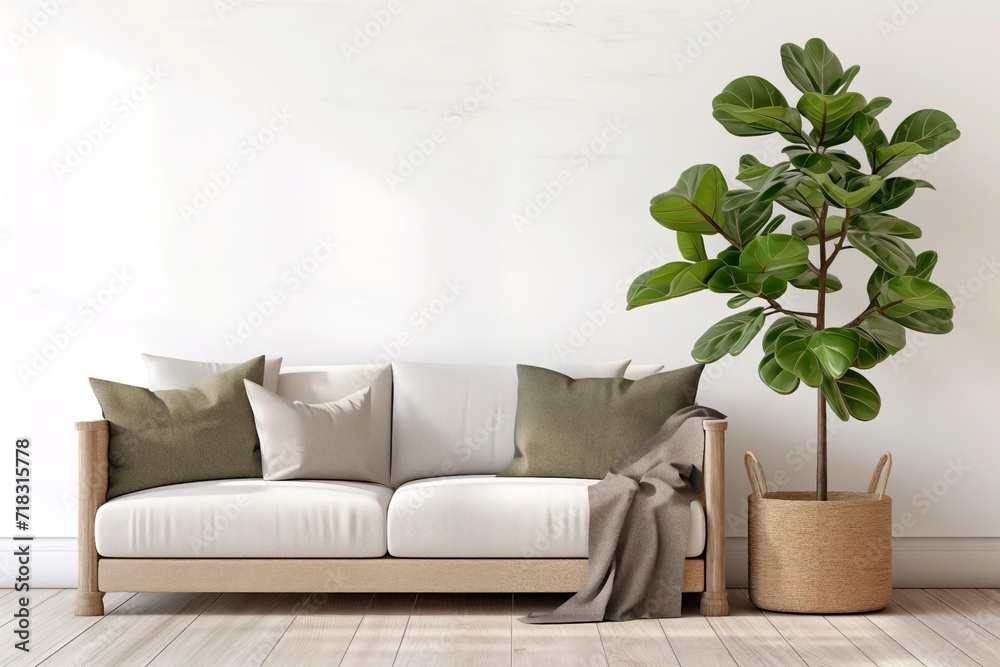 Green modern living room with sofa. Generative ai Green modern living room with sofa. Generative ai