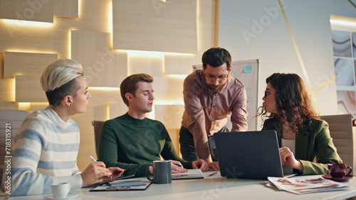 Business team failed work issue feeling desperate sitting office conference room photo
