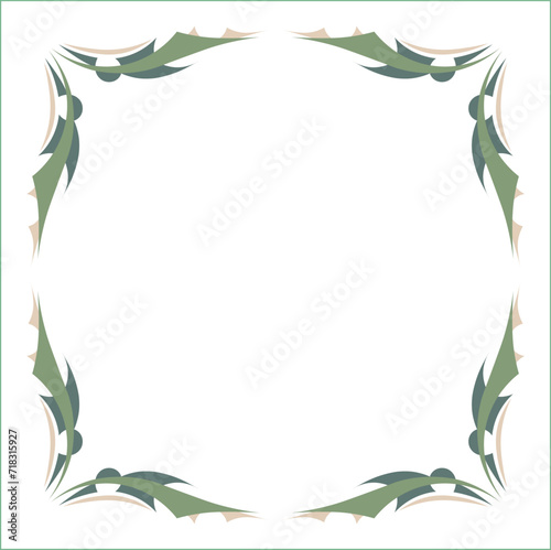 Green ornamental frame with dragons stylized. Dragon wings frame  fantasy green corners. Fairy tail decoration  book decoration.