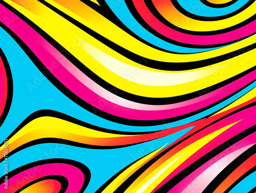 Colorful retro pop art curvy background. vintage texture creative background. thick rainbow wavy stripes pattern seamless background. endless rainbow texture. 