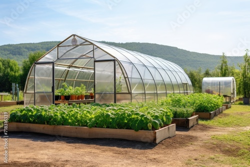 Modern, industrial greenhouse for growing vegetables and herbs. Argoproduction photo