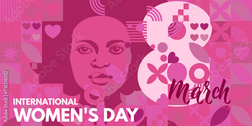  8 March. International Women's Day, vector illustration, card, banner,
