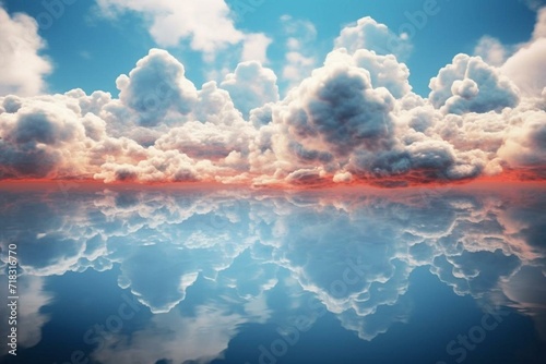 The basin overflows with clouds. Generative AI photo