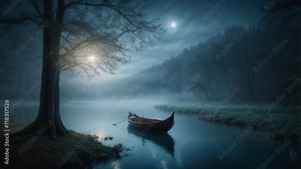 boat in the fog