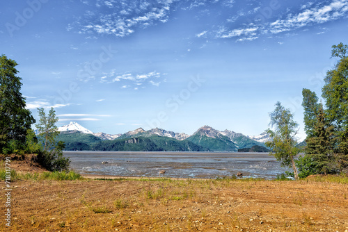 Redoubt Volcano, Mt. Redoubt. A view from the Tuxedni Bay coast. Alaska photo
