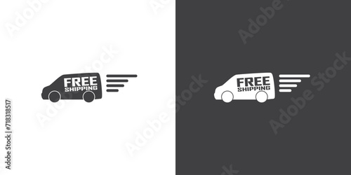 Free shipping delivery icon in flat style. Express delivery trucks, Free shipping, Delivery icon vector illustration in simple black style symbol sign for apps and website.