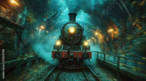 steam locomotive in tunnel photo
