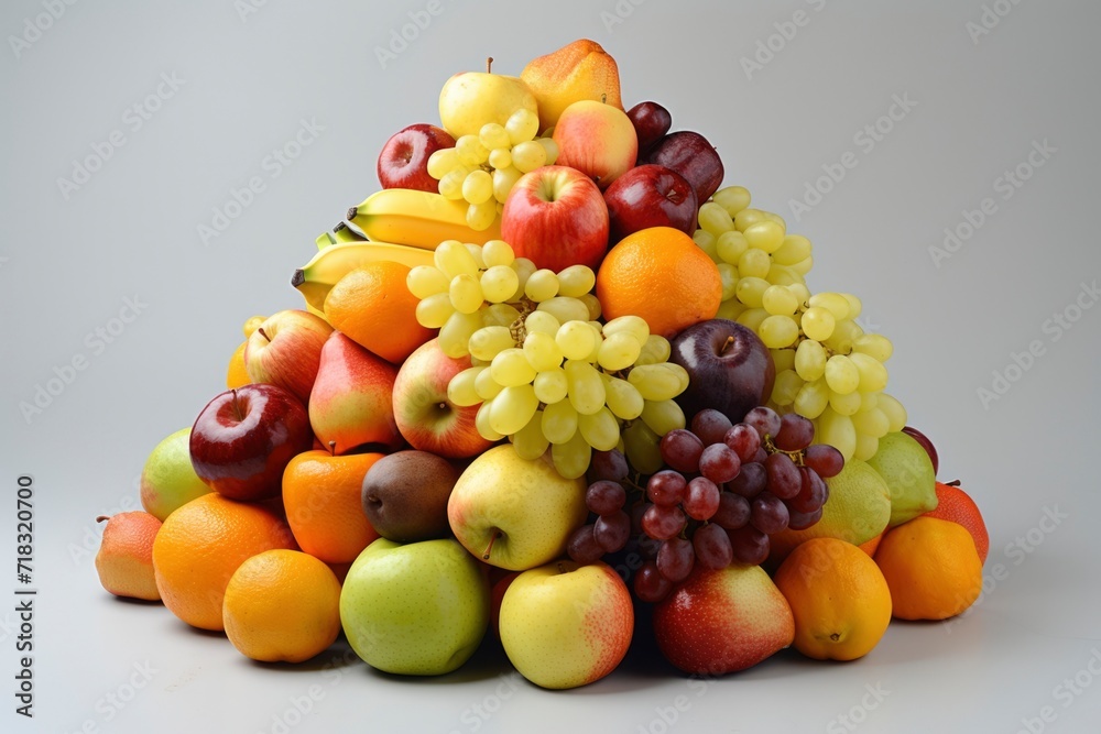 Photos of various fruits on isolated background