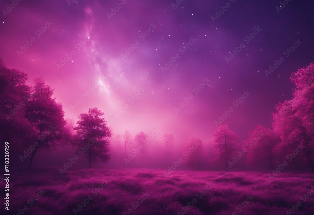 Atmospheric Galaxy Panorama Contemporary Pink and Purple Wallpaper Neon purple night sky