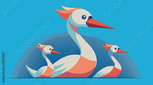 Stylized family of birds. Elegant vector illustration of storks