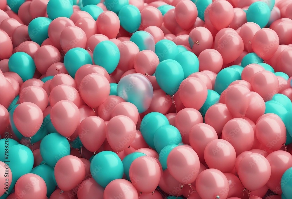 Coral Pink and Aqua Balloons Pile