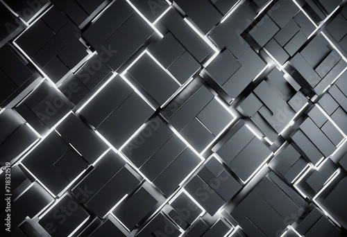 Dark Concrete wall background with integrated White light strips Geometric Tech Wallpaper