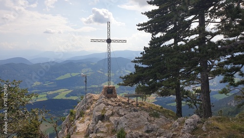 Mountain top Peilstein Wienerwald cross photo
