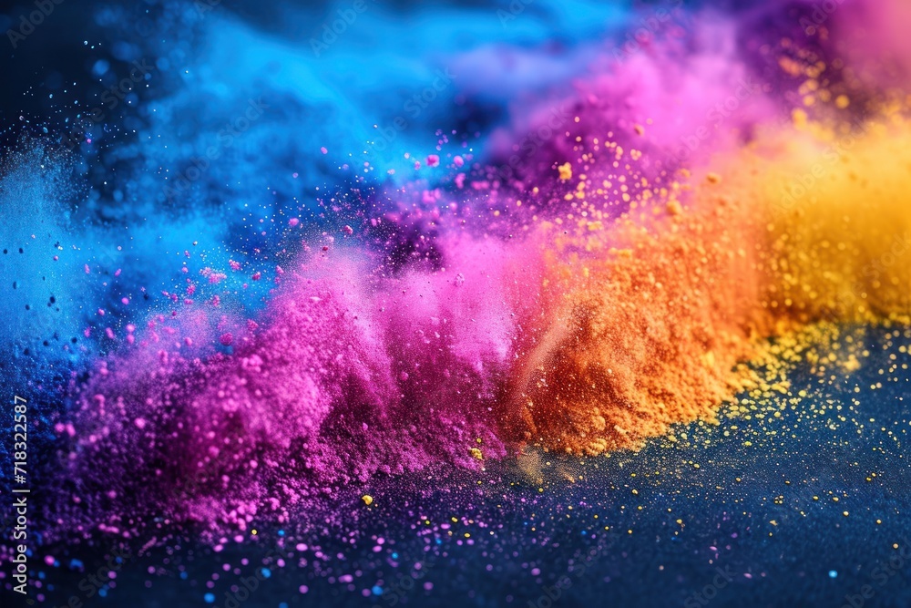 Fototapeta premium The burst of colored powder during an Indian Holi festival