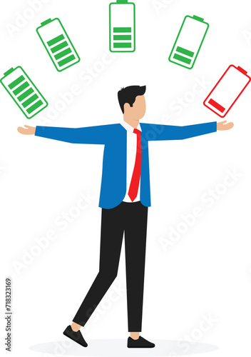 Vital energy and human energy boost, high level of life battery charge indicator concept
