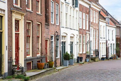 Street with historic houses in the medieval city of Zutphen. photo