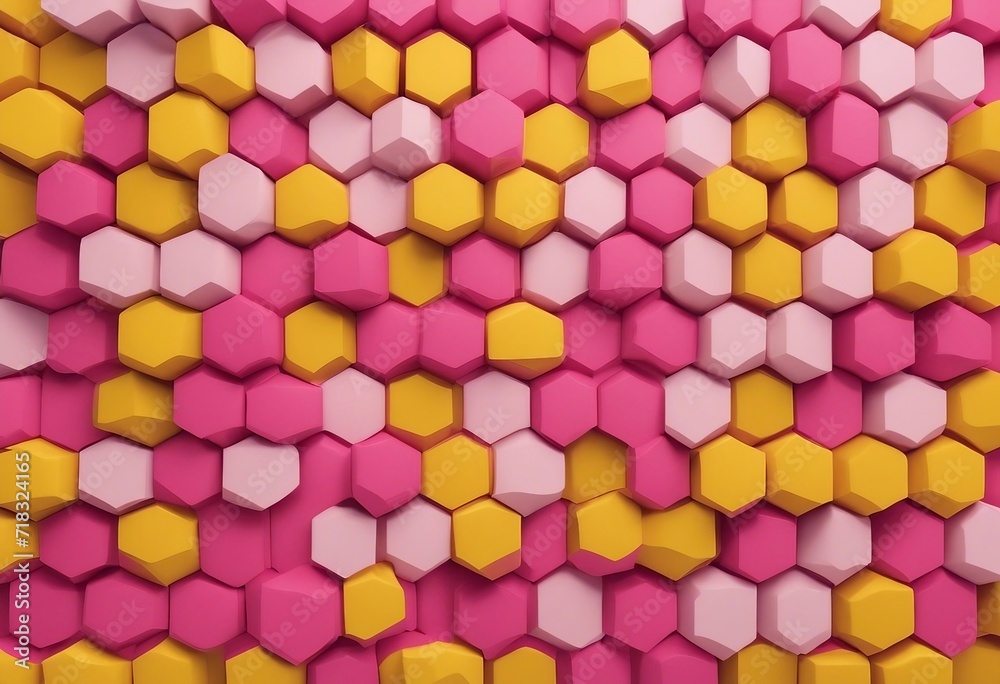 Polygonal 3D Wall Wallpaper with Pink and Yellow Contemporary Surface Premium Texture Polygonal 3D Wall Wallpaper with Pink and Yellow Contemporary Surface Premium Texture