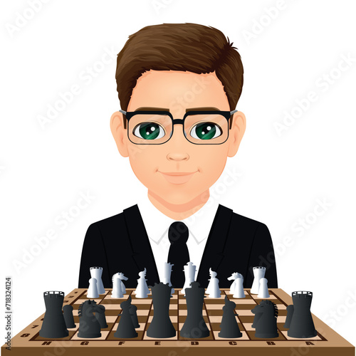 boy ready to play chess