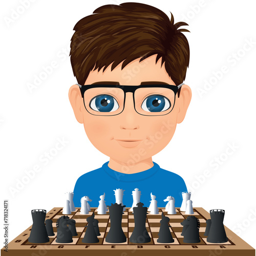 boy ready to play chess